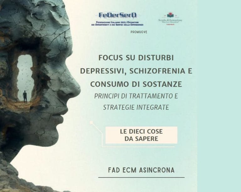 FAD ECM gratis asincrona: Focus su disturbi depressivi, schizofrenia e consumo di sostanze.